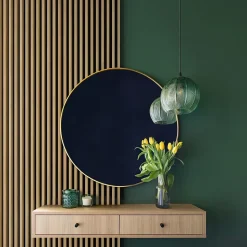 Tasseau décoratif lambris lamelles Linea Slim MDF noir et chêne 15 x 265 cm, ép. 30mm