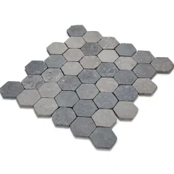 Tomette hexagonale Pierre d'Egypte Grise 14x14x2 cm - Intérieur et Extérieur (lot de 1 m²) - RO'MA NATURE