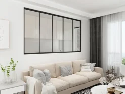 Verrière - 5 Vitrages - L: 195cm H: 135cm - Acier Ultra Fin - Noir Mat (RAL 9005) - Livrée Montée