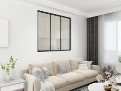 Verrière - 3 Vitrages - L: 119cm H: 105cm - Acier Ultra Fin - Noir Mat (RAL 9005) - Livrée Montée