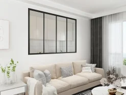 Verrière - 4 Vitrages - L: 157cm H: 115cm - Acier Ultra Fin - Noir Mat (RAL 9005) - Livrée Montée