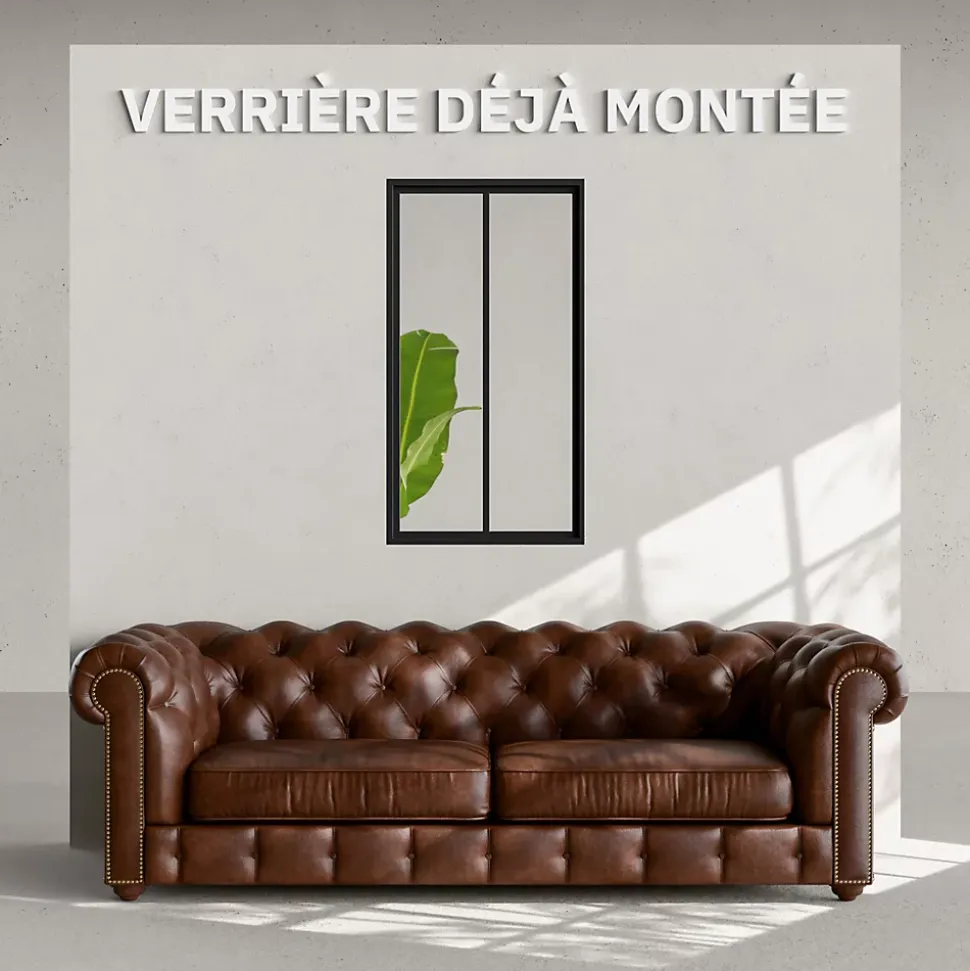 Verrière 2 Carreaux - Déjà Montée - Noir Mat
