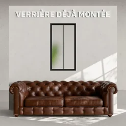 Verrière 2 Carreaux - Déjà Montée - Noir Mat - Verre Dépoli