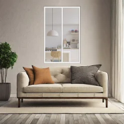 Verrière 2 grands carreaux - L x H : 69 x 110 cm - Laqué blanc 9003 granité - vitrages inclus