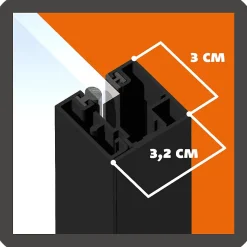 Verrière 2 grands carreaux - L x H : 69 x 125 cm - Laqué noir 9005 granité - vitrages inclus