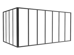 Verrière d'angle d'atelier en aluminium thermolaqué - L210 x L120 x H105 - Noir - BAYVIEW