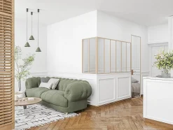 Verrière d'angle d'atelier en aluminium thermolaqué - L180 x L60 x H105 - Naturel clair - BAYVIEW
