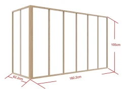Verrière d'angle d'atelier en aluminium thermolaqué - L180 x L60 x H105 - Naturel clair - BAYVIEW