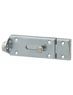 Verrou porte cadenas, longueur 150mm, pêne plat coulissant, gâche en acier cambré, acier zingué - THIRARD