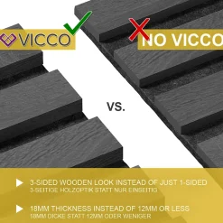 Vicco Panneau mural Chêne noir 4 pièces