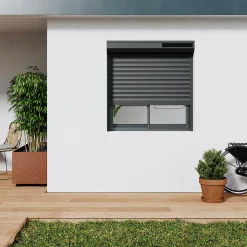 Volet roulant solaire aluminium anthracite - ouverture motorisée - Fortia - l.90 x H.135 cm