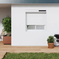 Volet roulant solaire aluminium blanc - ouverture motorisée - Fortia - l.100 x H.135 cm