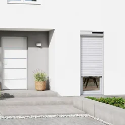 Volet roulant solaire aluminium blanc - ouverture motorisée - Fortia - l.120 x H.215 cm