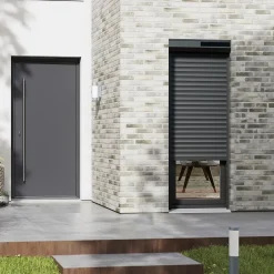 Volet roulant solaire aluminium anthracite - ouverture motorisée - Fortia - l.80 x H.205 cm