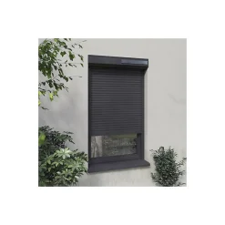 Volet roulant solaire radio-télécommandé H 160 cm x L 150 cm Alu Gris