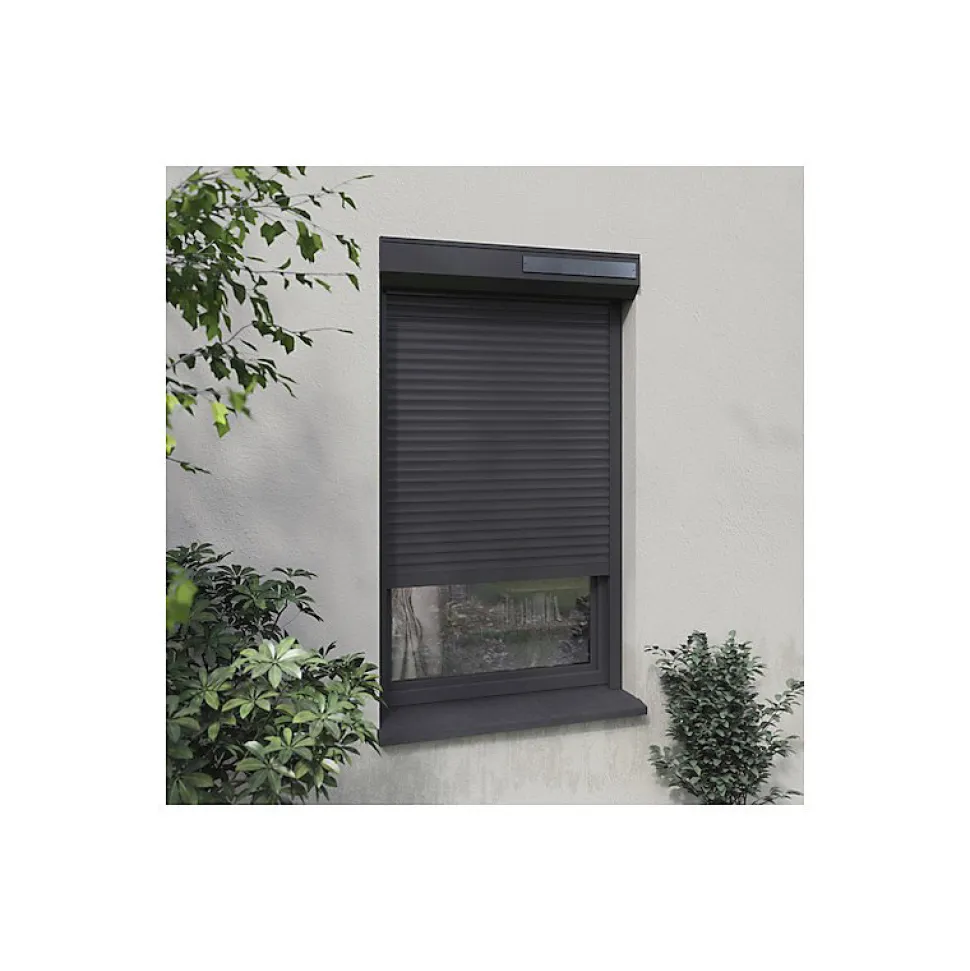 Volet roulant solaire radio-télécommandé H 160 cm x L 150 cm Alu Gris