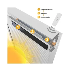 Volet roulant solaire radio-télécommandé H 160 cm x L 150 cm Alu Gris