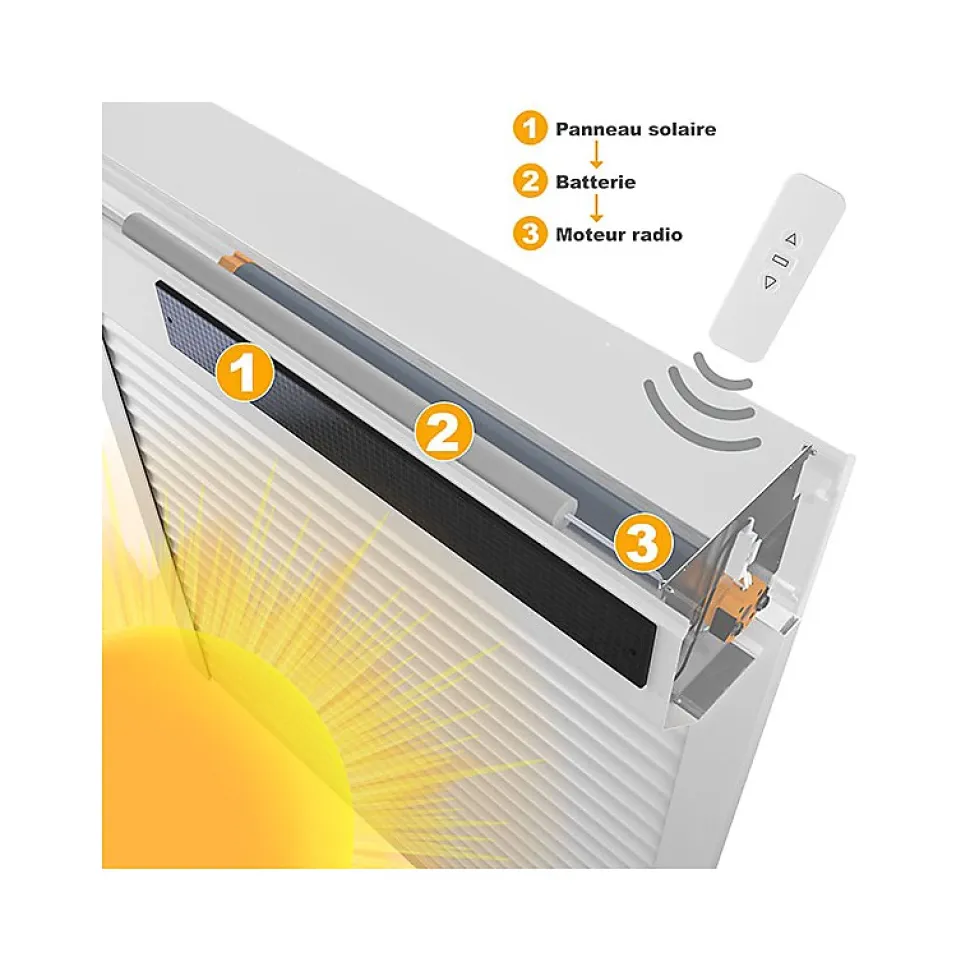 Volet roulant solaire radio-télécommandé H 160 cm x L 150 cm Alu Gris