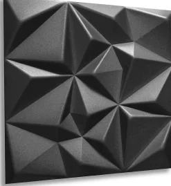 16x - 4m2 panneaux muraux 3D en polystyrène XPS flexibles 50 x 50 cm Revêtement mural et de plafond moderne Rubin Black