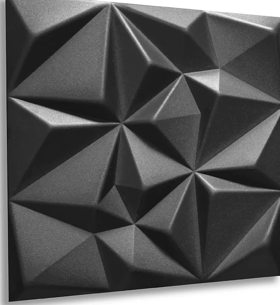 16x - 4m2 panneaux muraux 3D en polystyrène XPS flexibles 50 x 50 cm Revêtement mural et de plafond moderne Rubin Black